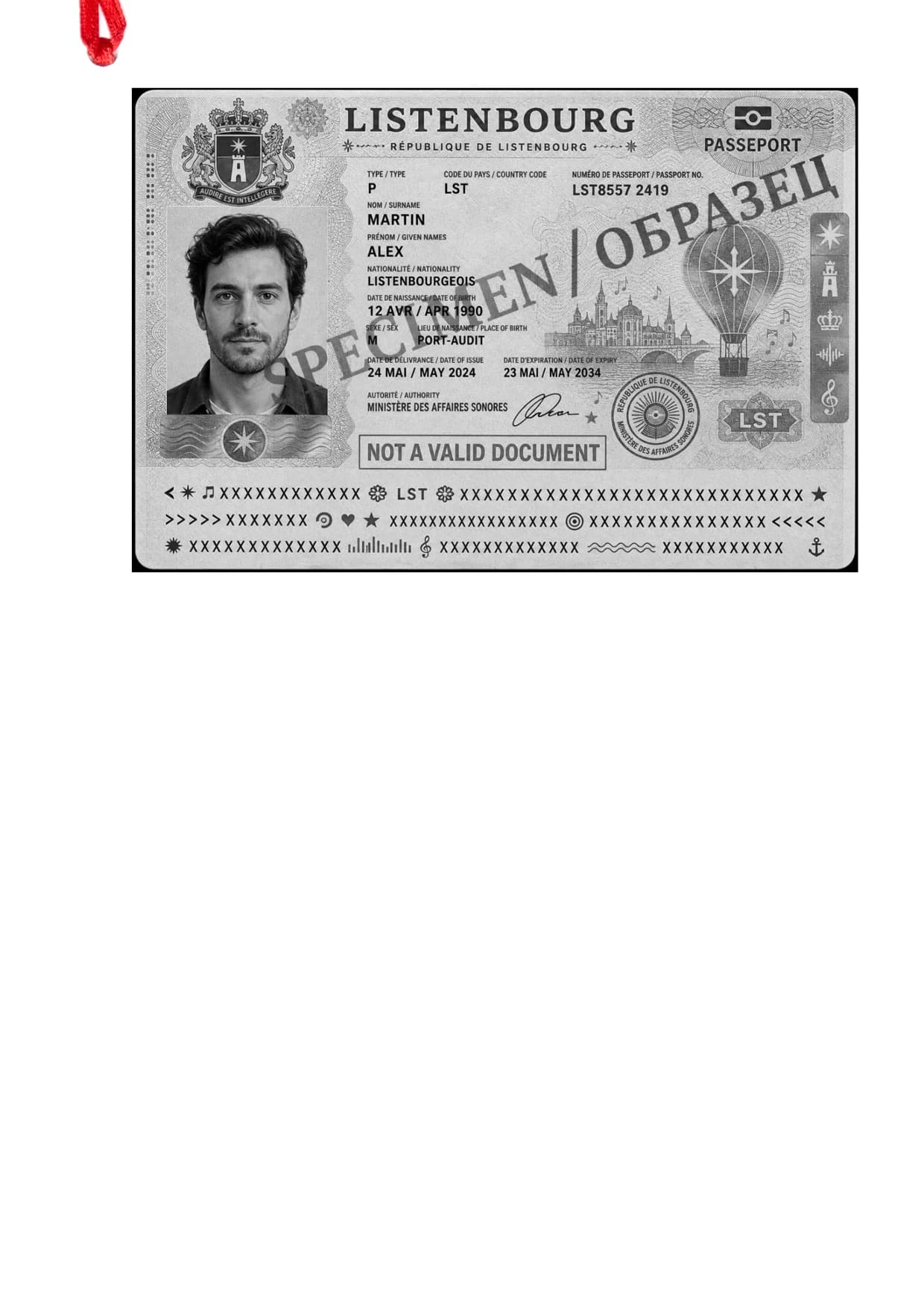 Page containing the passport image: After processing