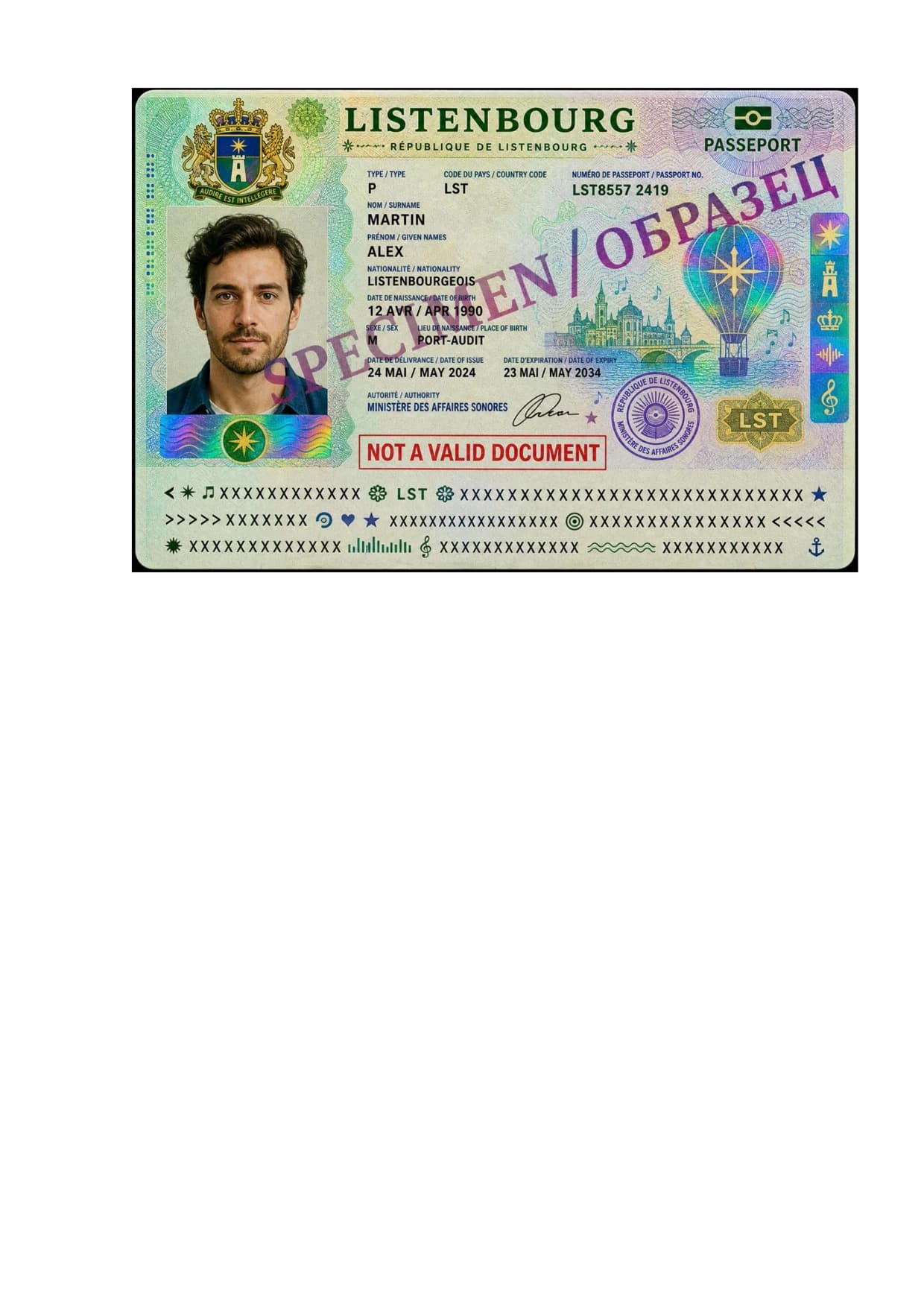Page containing the passport image: Before processing